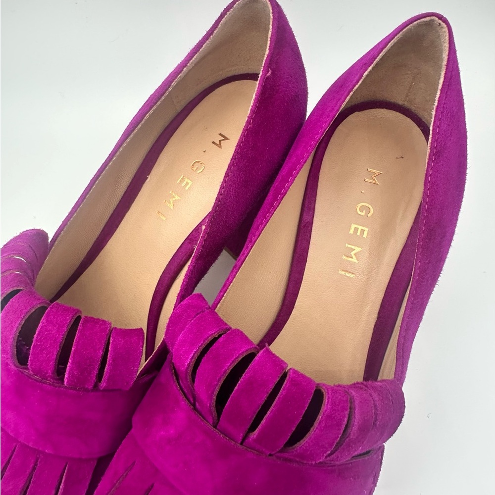 M. Gemi Women's Magenta Suede with looped fringe and a chunky heel - Picture 5 of 6